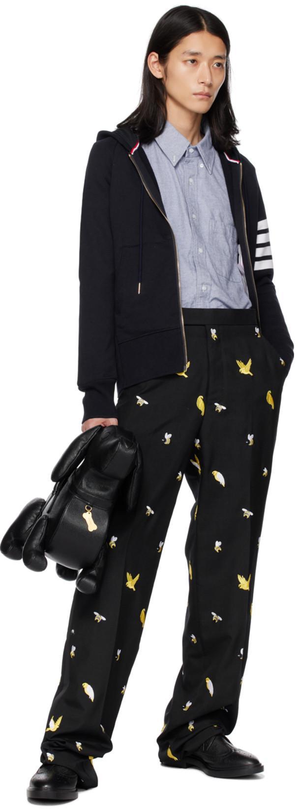 THOM BROWNE Classic Loopback 4-bar Full Zip Hoodie Man Sweatshirt Multicolored Size Xl Cotton In Blue