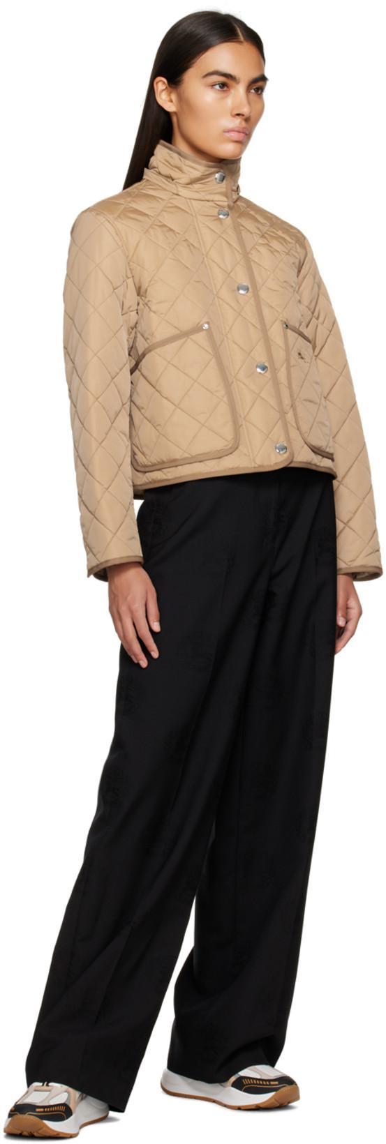 BURBERRY Cotton-corduroy-trimmed Quilted Shell Jacket In Brown