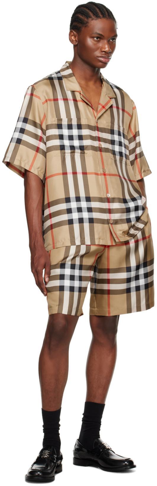 BURBERRY Silk Twill Bowling Shirt In Brown