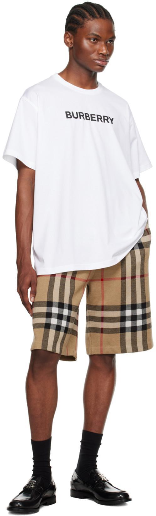 BURBERRY Logo Print Cotton Oversized T-shirt In White