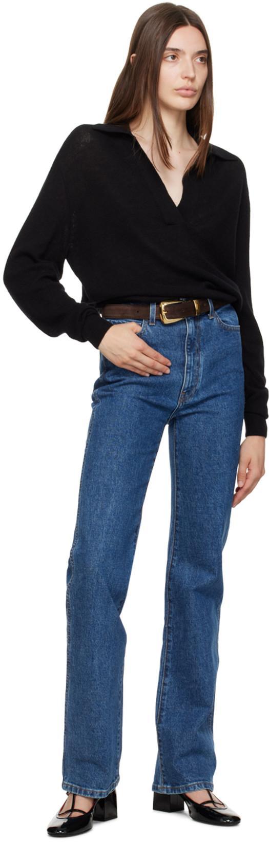 KHAITE Black Leather Pumps