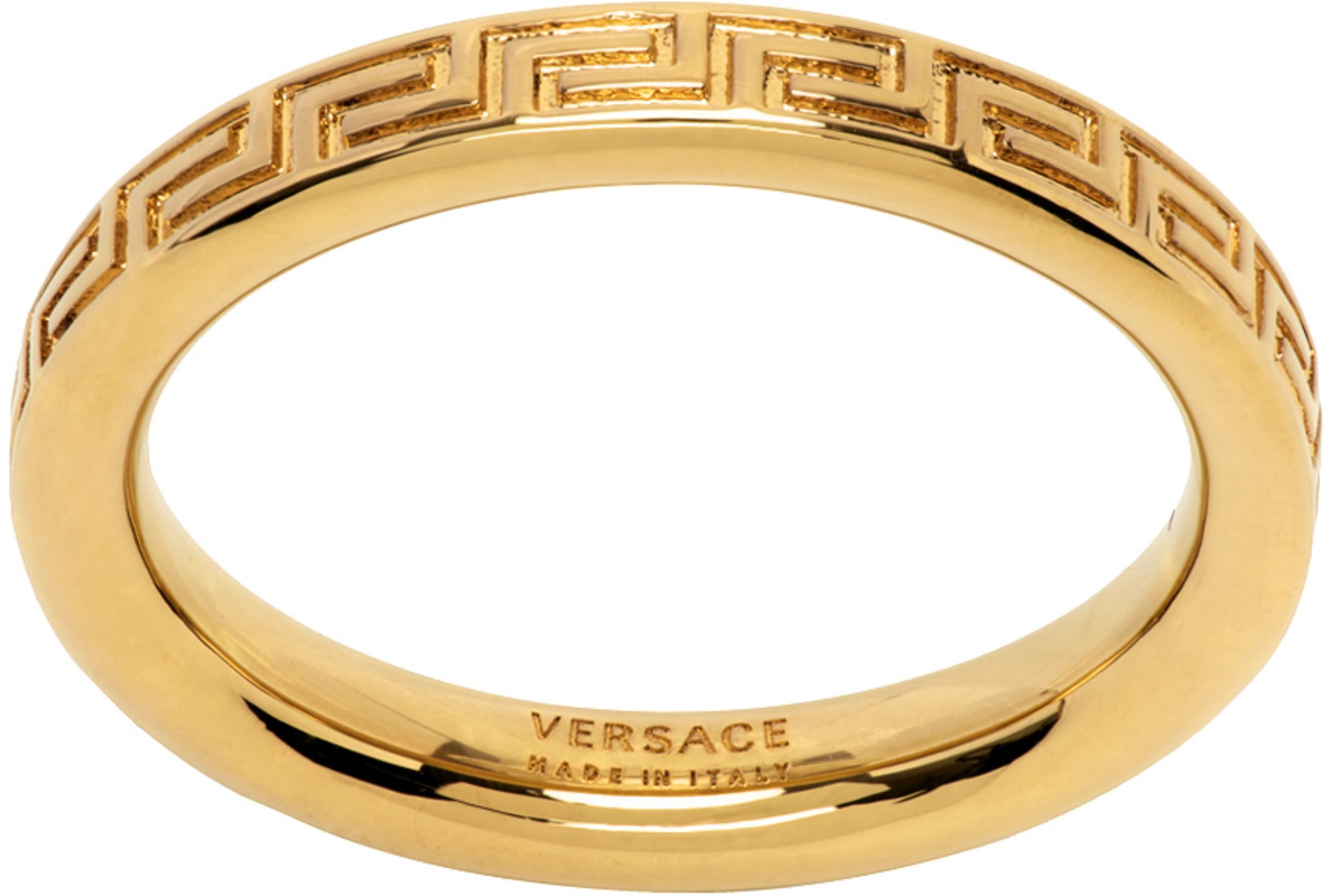 VERSACE Greca Engraved Ring In Gold