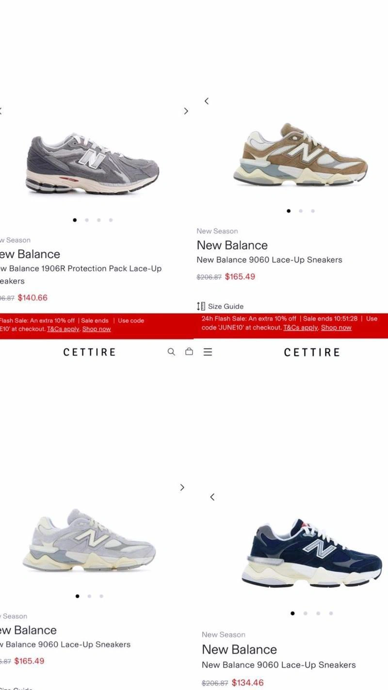 Cettire is having an amazing sale on New Balance sneakers and an extra 10% off🤫 | Wearing: New Balance Womens 574 Logo-embossed Woven Low-top Trainers Grey White G In Grau; New Balance Suede Panels Lace-up Trainers In Grey; New Balance M1906 Sneakers In Grey