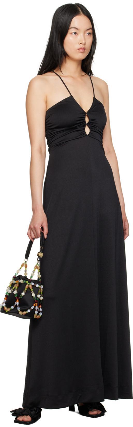 GANNI Crepe Jersey Maxi Dress In Black
