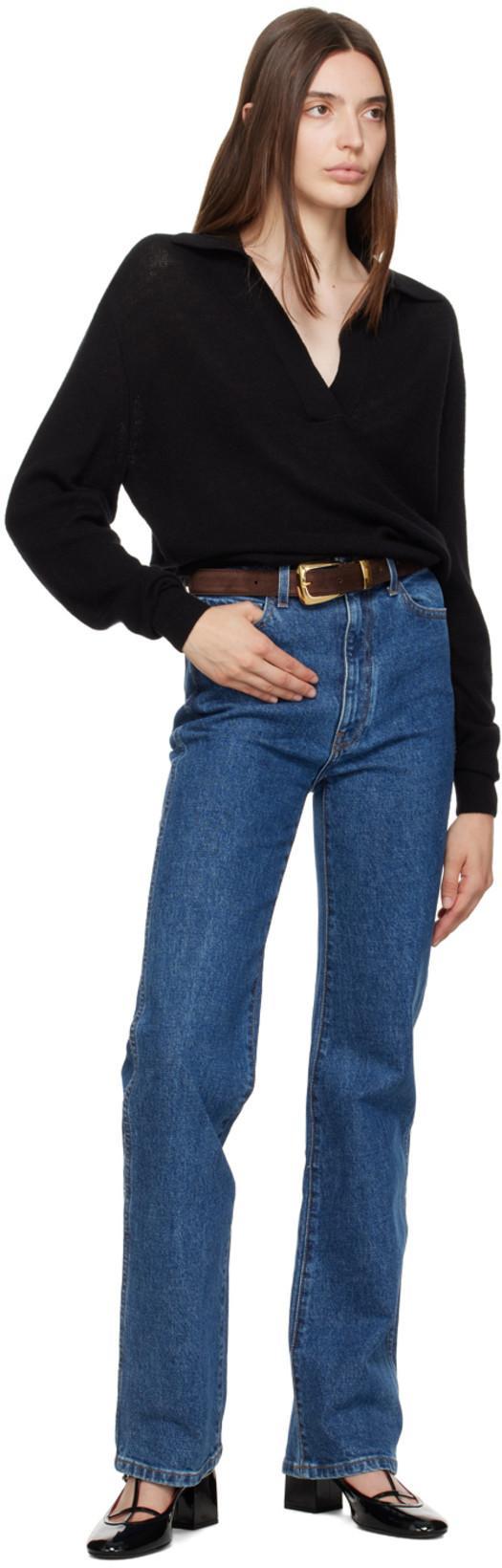 KHAITE Black Leather Pumps