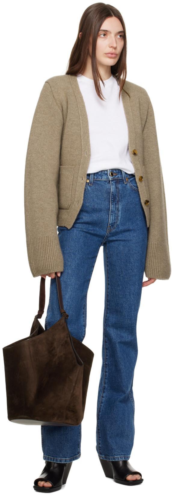 KHAITE Womens Barley Scarlet V-neck Cashmere Cardigan In Neutral