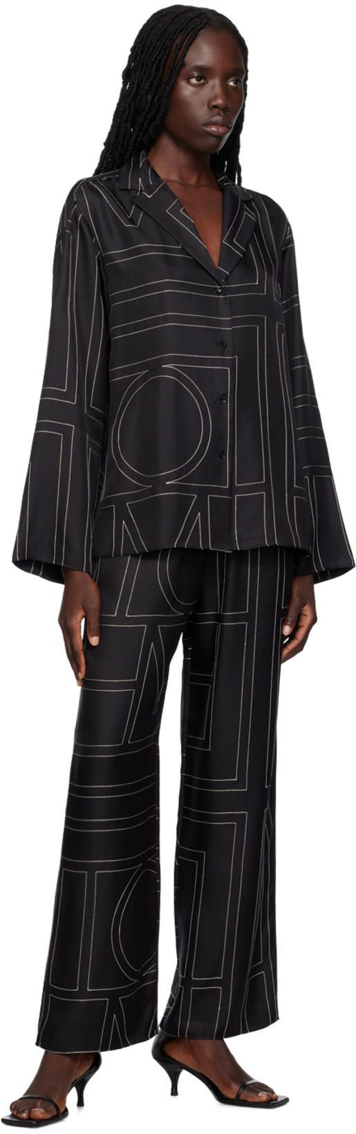 TOTÊME Toteme Women Silk Trousers With Monogram Logo Embroidery In Multi