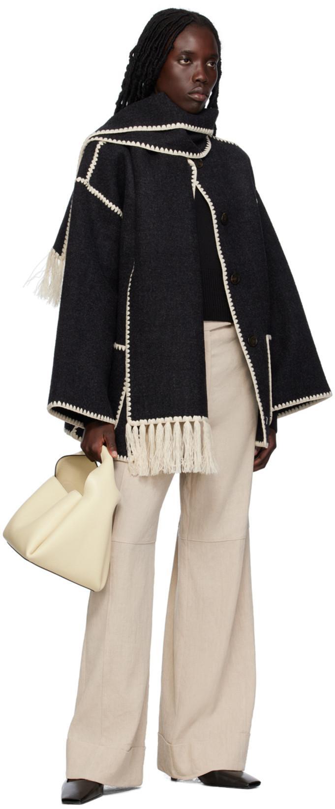 TOTÊME Fringe Embroidered Scarf Wool Jacket In Multi