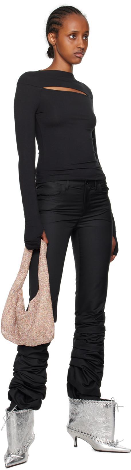 HELMUT LANG Black Slit Long Sleeve T-shirt In Black - 001