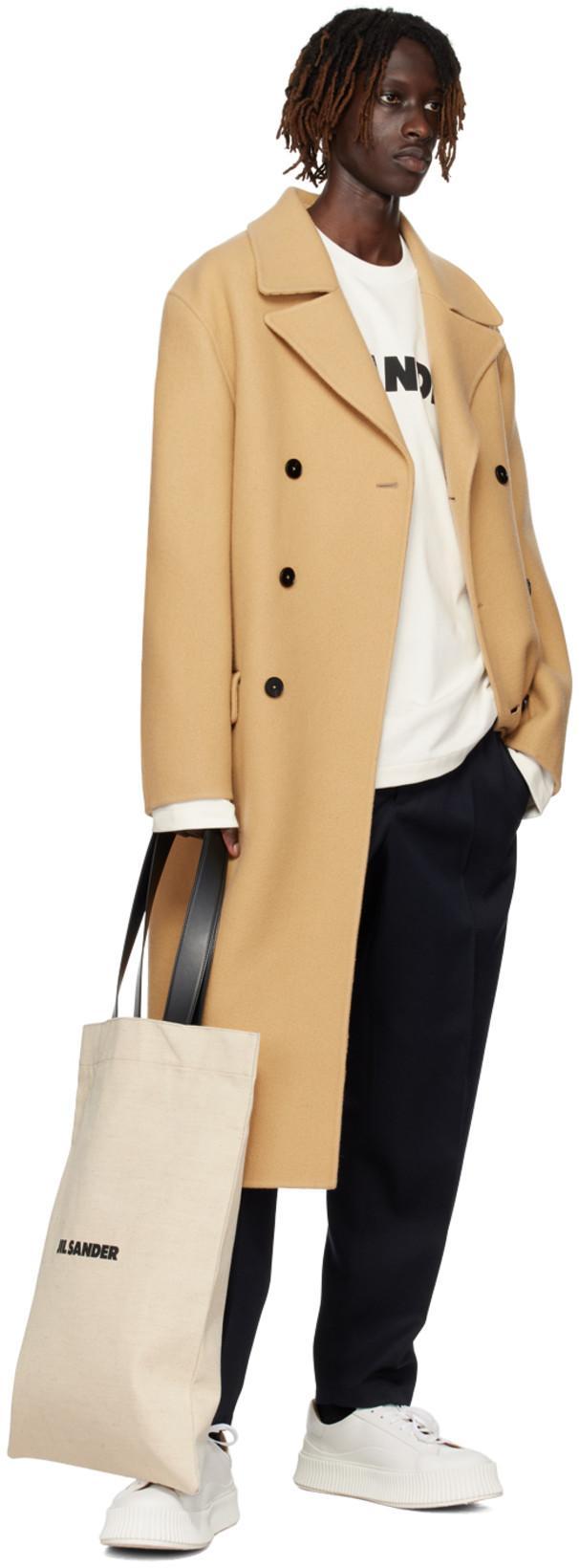 JIL SANDER Natural-colored Linen And Cotton Tote Bag In White