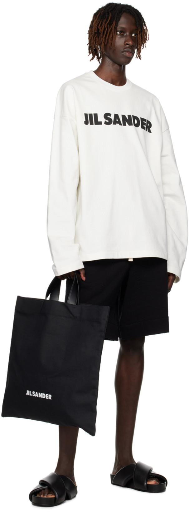 JIL SANDER Medium Double Leather Top Handle Tote Handbag In Black