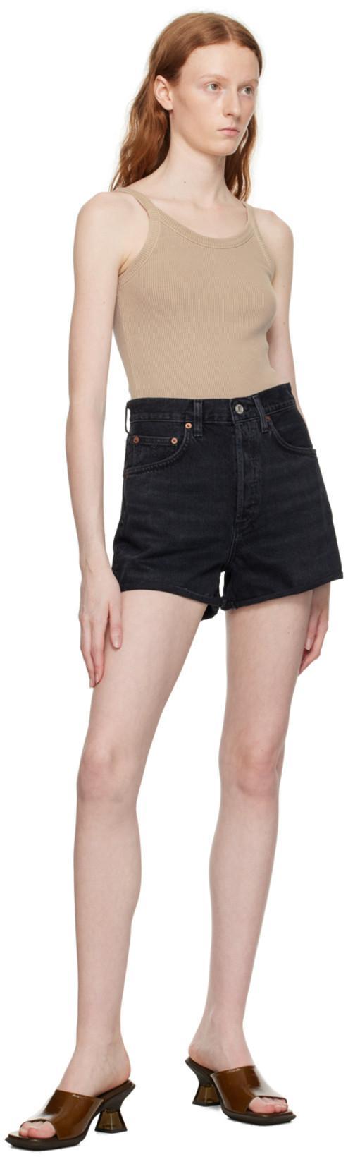 AGOLDE Five-pocket Denim Shorts In Black