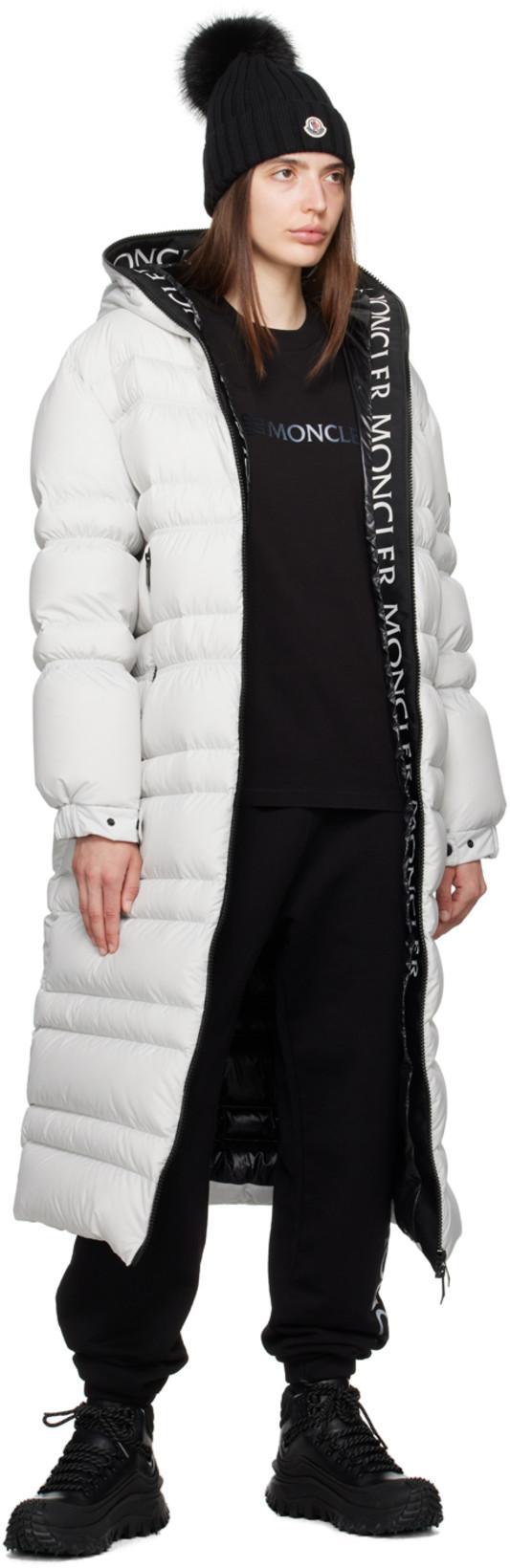 MONCLER Ribbed Knit Wool Beanie With Faux Fur Pom-pom In Black