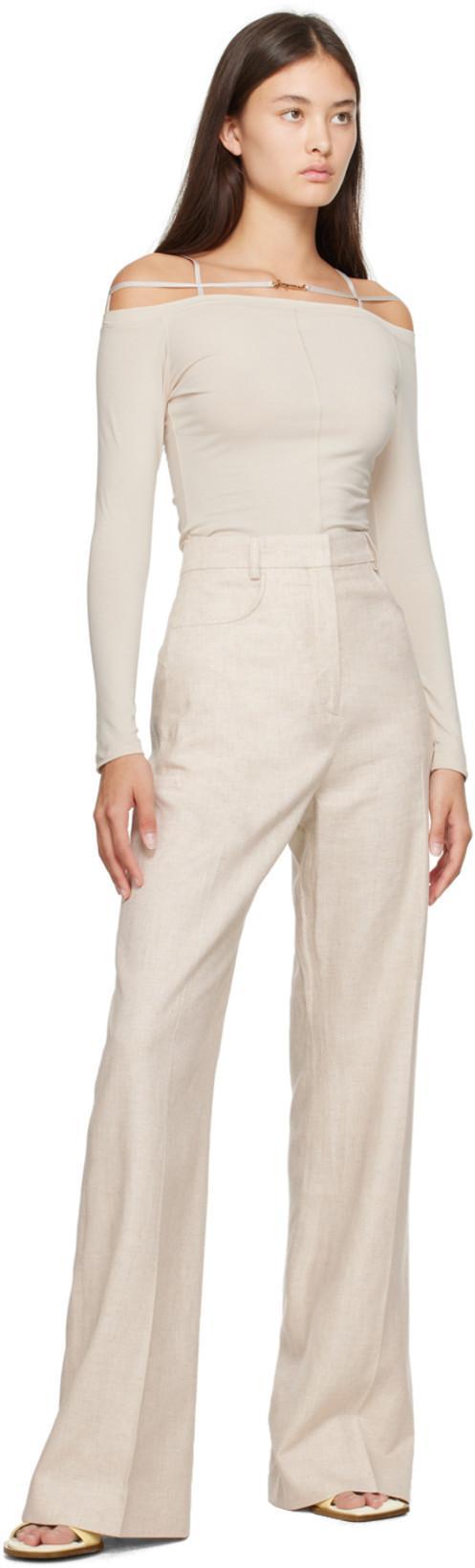 JACQUEMUS Le Pantalon Sauge Flared Trousers In Weiss