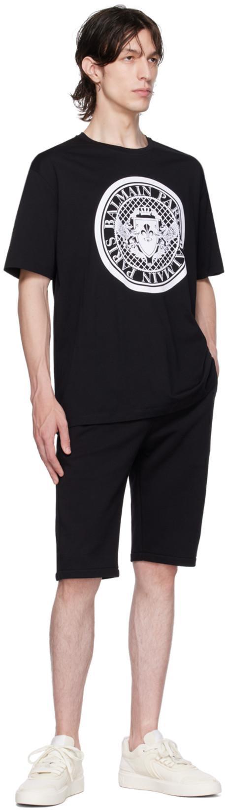 BALMAIN Noir Blanc Cotton T-shirts And Polos In Black