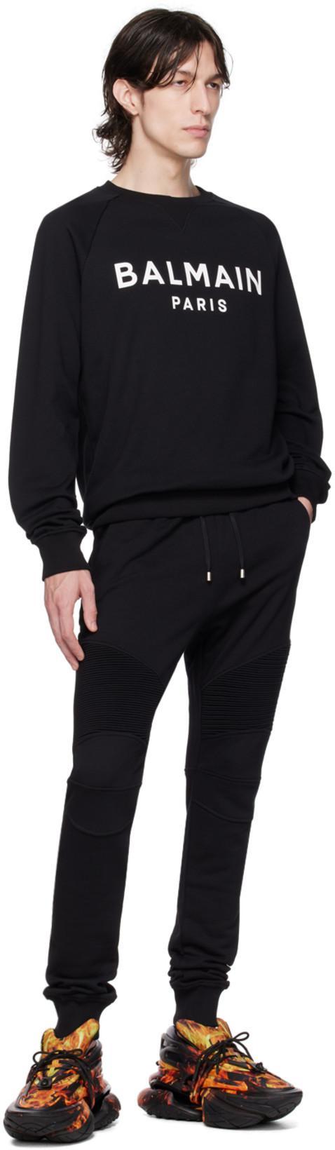 BALMAIN Black Organic Cotton Crewneck Sweatshirt
