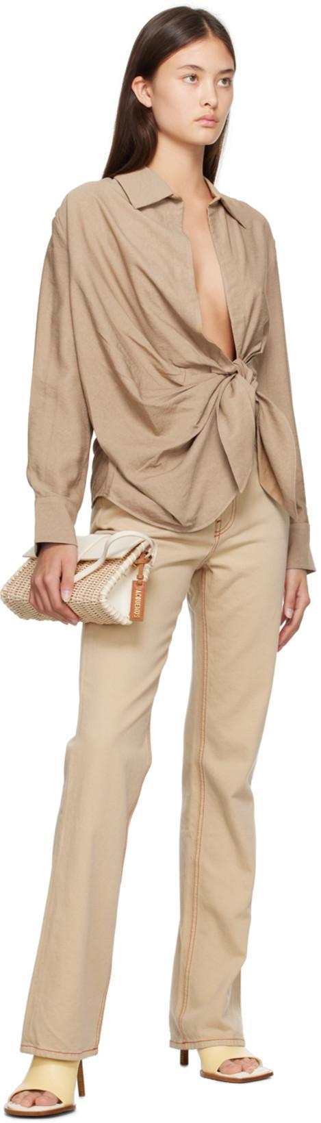 JACQUEMUS Bahia Knot-detail Blouse In Nude
