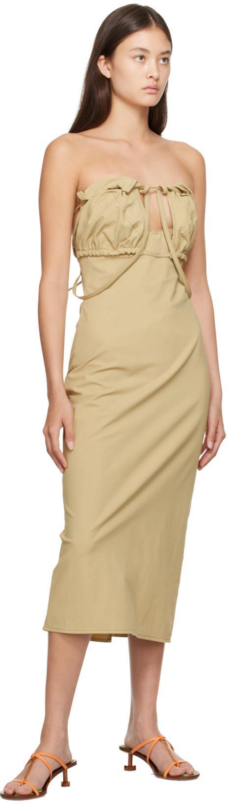 JACQUEMUS La Robe Bikini Strapless Midi Dress In Green