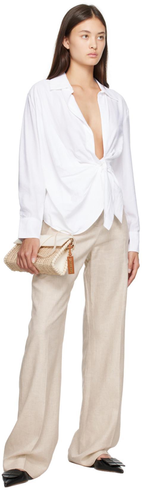 JACQUEMUS Le Pantalon Sauge Flared Trousers In Weiss