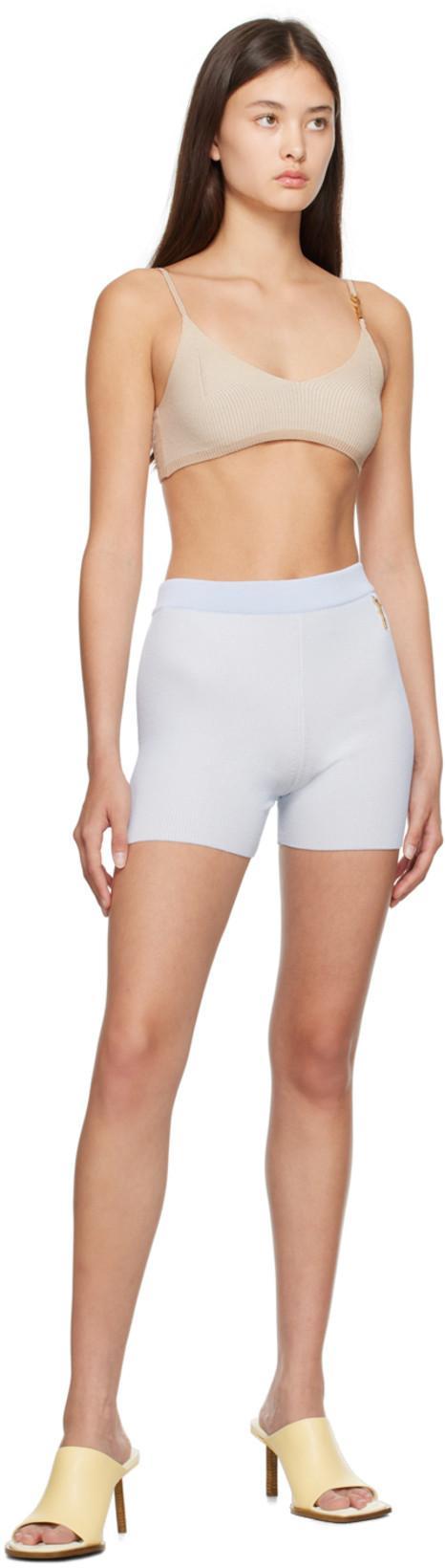 JACQUEMUS Le Short Pralu Logo Mini Shorts In White