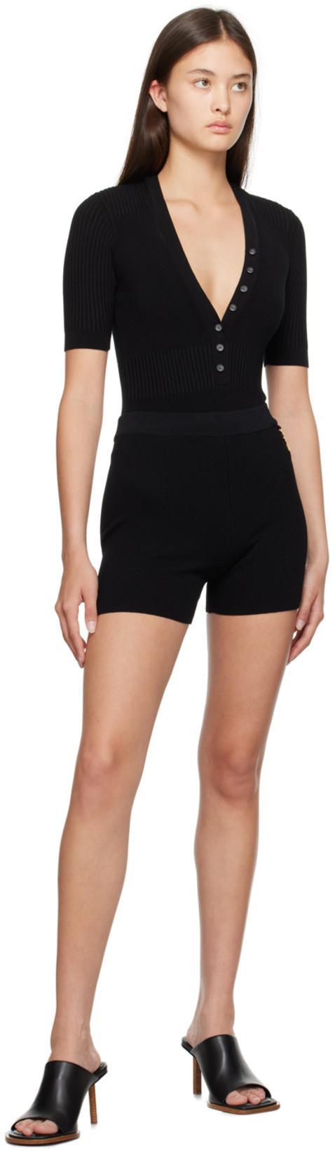 JACQUEMUS High-waisted Ribbed Cycling Shorts In Black