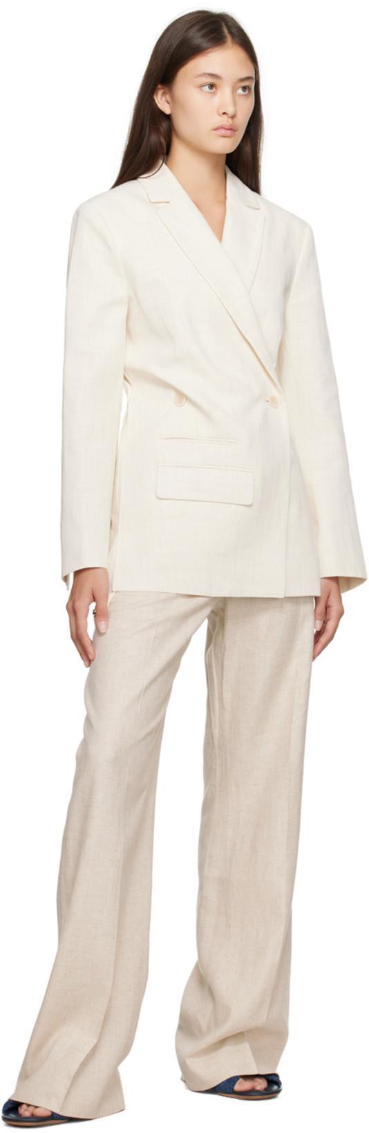 JACQUEMUS Le Pantalon Sauge Flared Trousers In Weiss