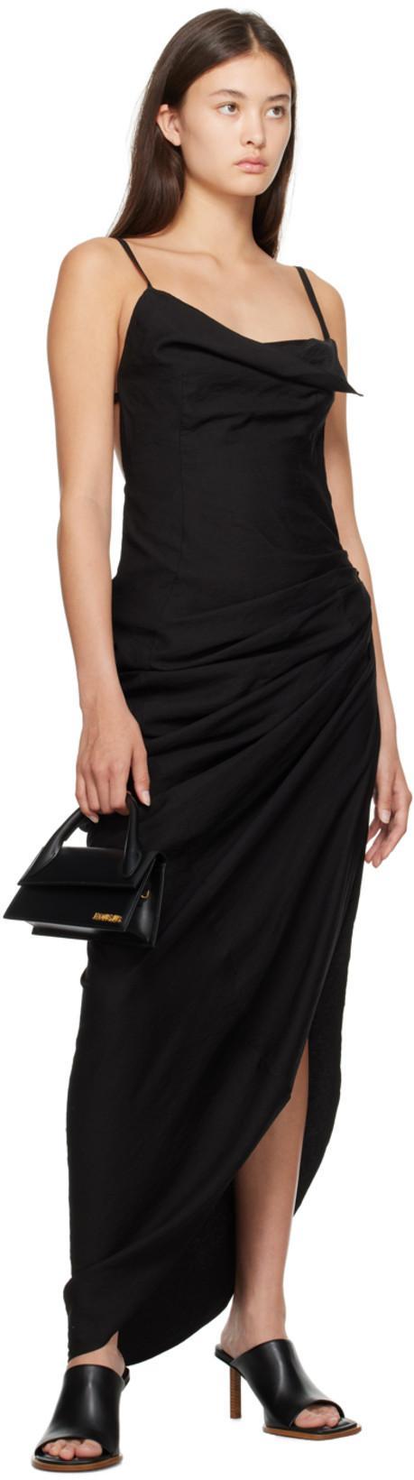 JACQUEMUS La Robe Saudade Long Viscose Blend Dress In Black