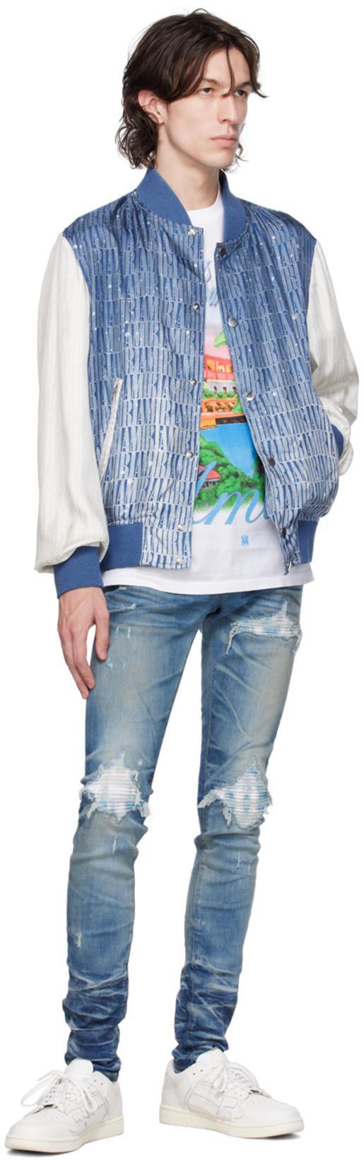 AMIRI White Crewneck T-shirt With Logo Print On The Front In Gray