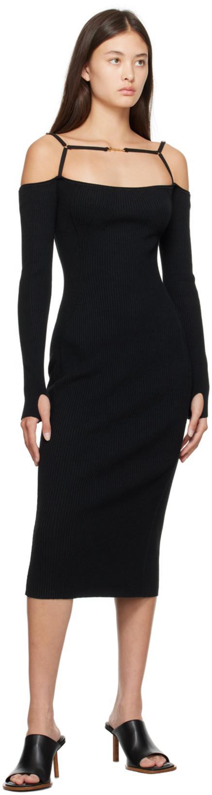 JACQUEMUS La Robe Sierra Ribbed Midi Dress In Black