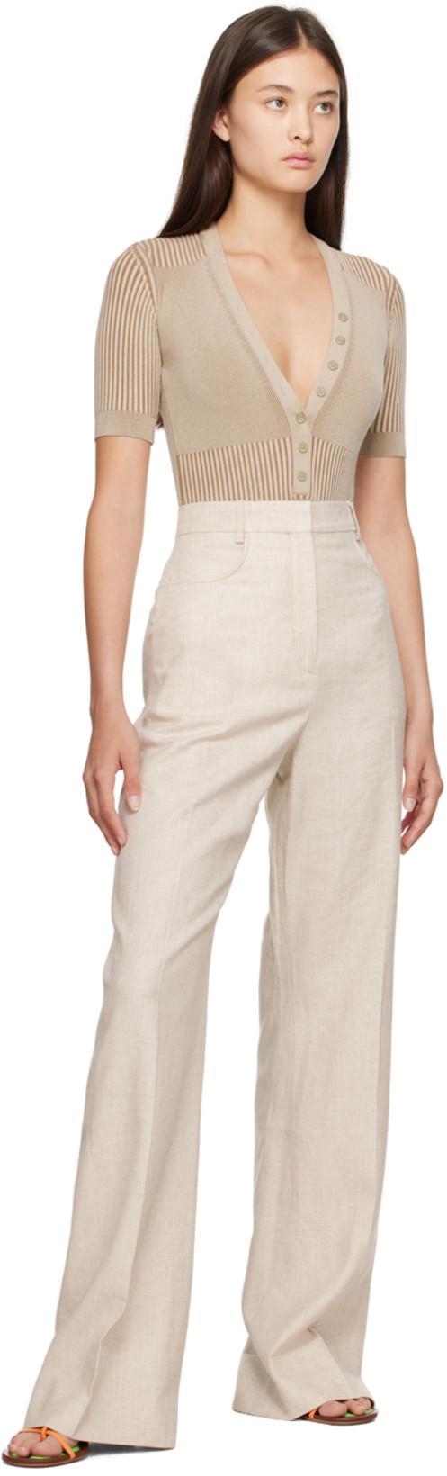 JACQUEMUS Le Pantalon Sauge Flared Trousers In Weiss