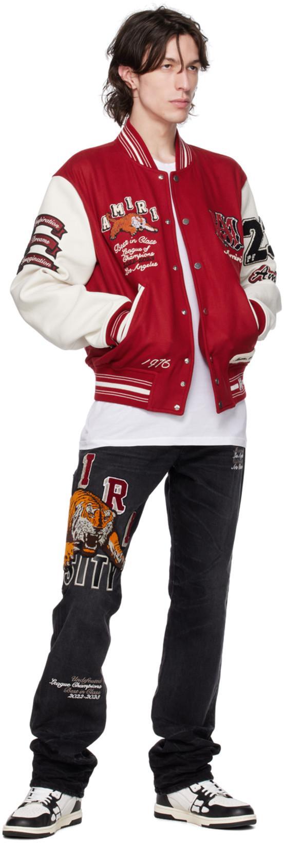 AMIRI White Crewneck T-shirt With Logo Print On The Front In Gray