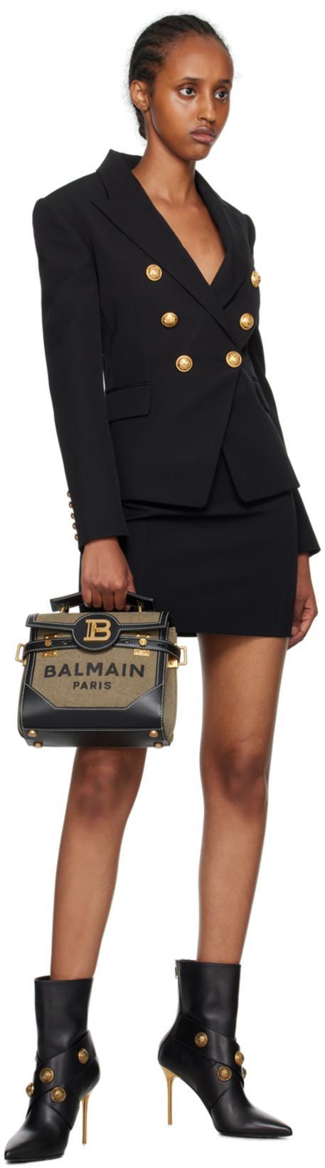 BALMAIN Double-breasted Grain De Poudre Wool Blazer In Multi