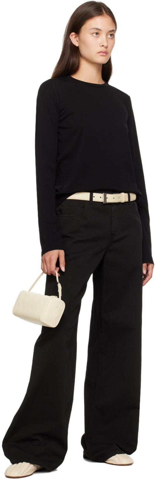 THE ROW Awar Leather Bow Ballerina Flats In Ivory