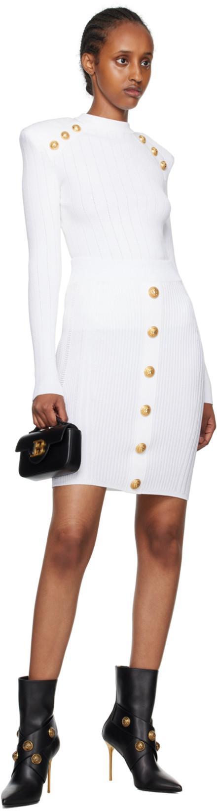 BALMAIN Viscose Blend Skirt With Iconic Buttons In Neutral