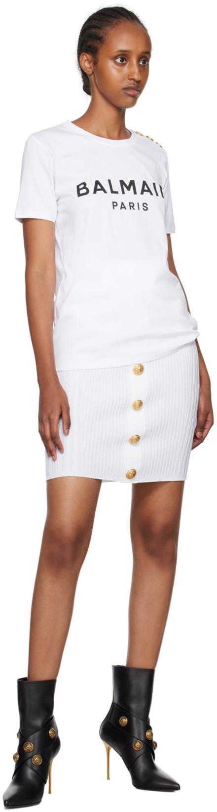 BALMAIN Viscose Blend Skirt With Iconic Buttons In Neutral