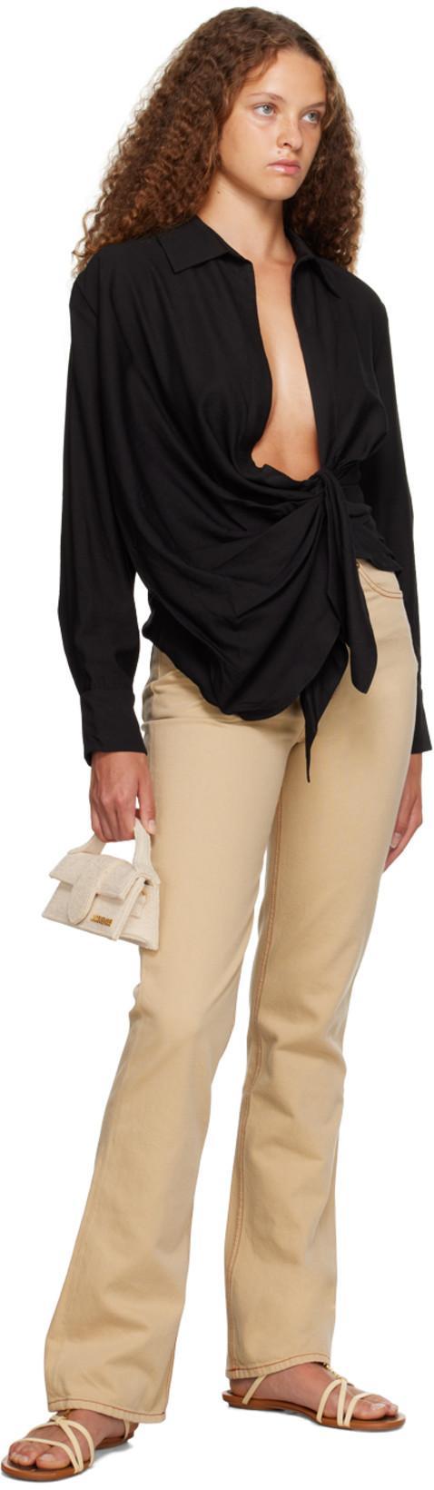 JACQUEMUS Le De Nimes High-rise Bootcut Jeans In Beige