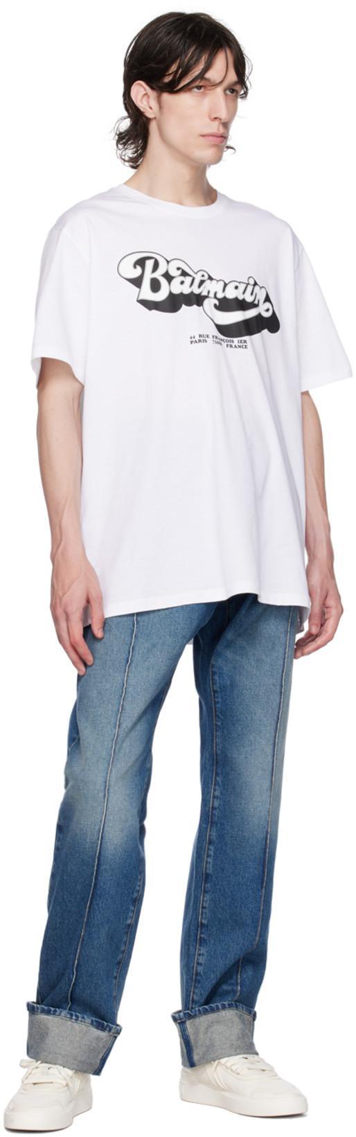 BALMAIN Blue Straight Jeans In Vintage Blue Wash