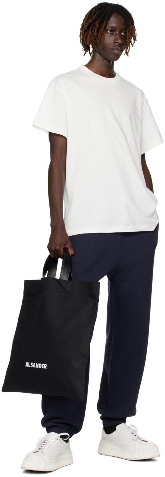 JIL SANDER Medium Double Leather Top Handle Tote Handbag In Black