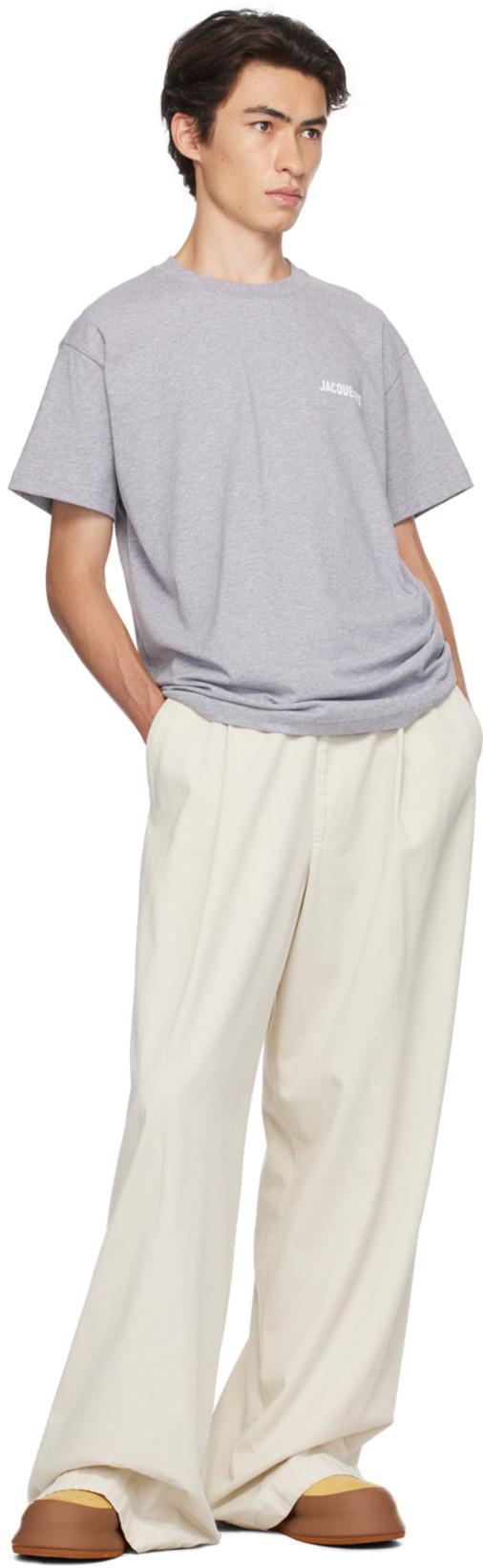 JACQUEMUS Logo Print Cotton Jersey T-shirt In Grey