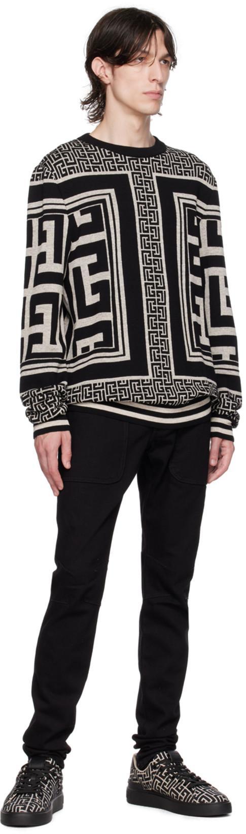 BALMAIN Seam-detail Slim-fit Jeans In Black