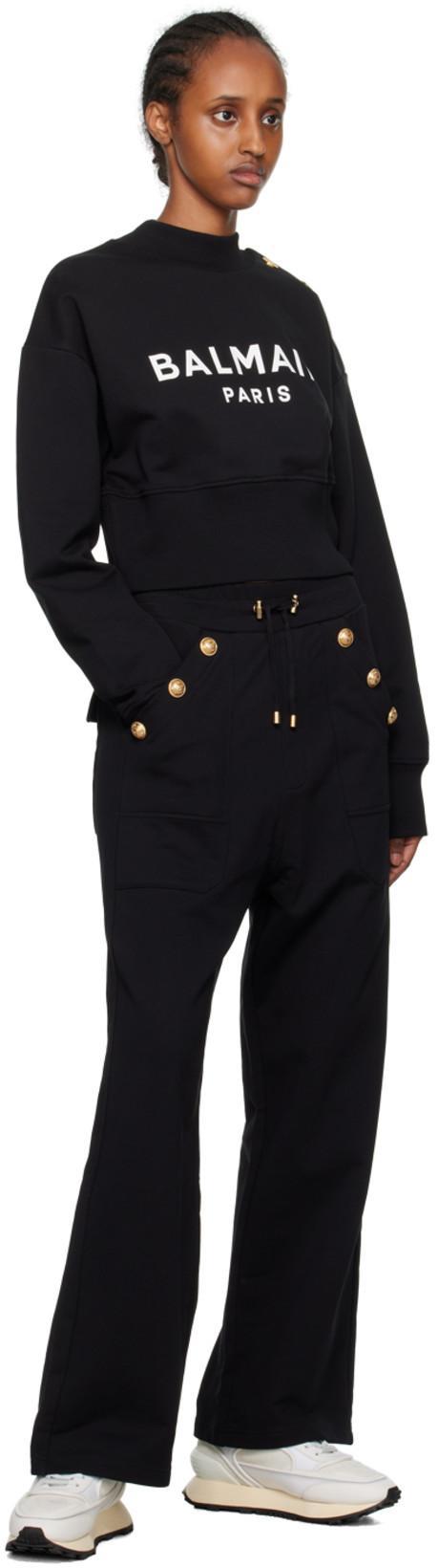 BALMAIN Biologic Cotton Sweatshirt With Frontal Logo In Black