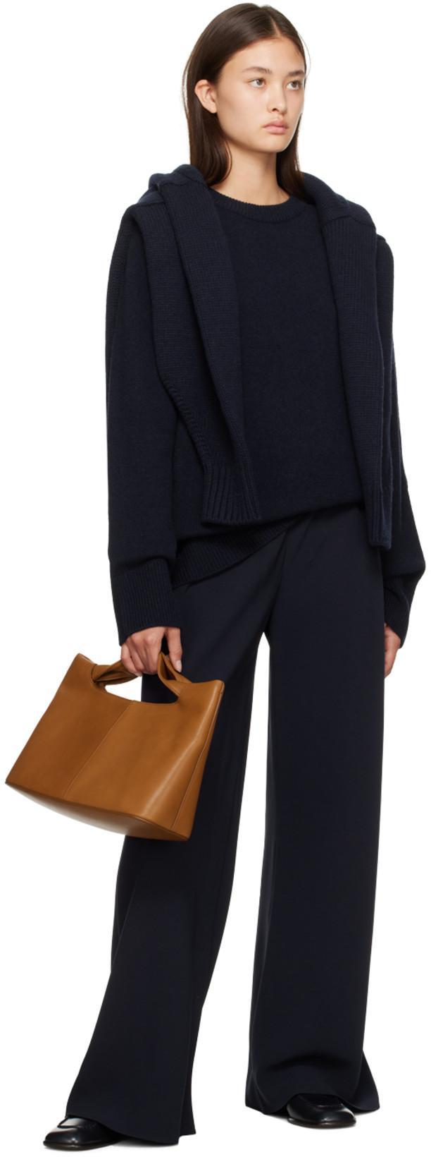 THE ROW Wool And Cashmere Crew Neck Top In Black
