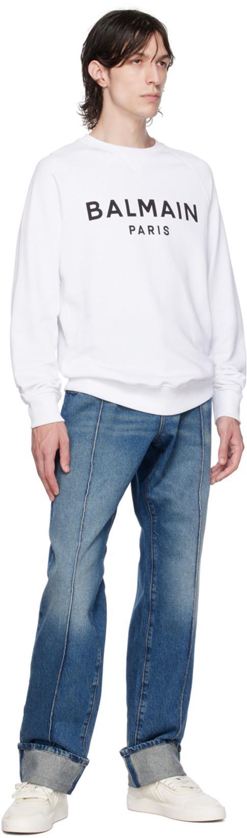 BALMAIN Blue Straight Jeans In Vintage Blue Wash