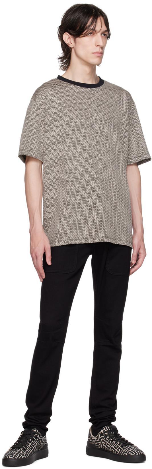 BALMAIN Seam-detail Slim-fit Jeans In Black