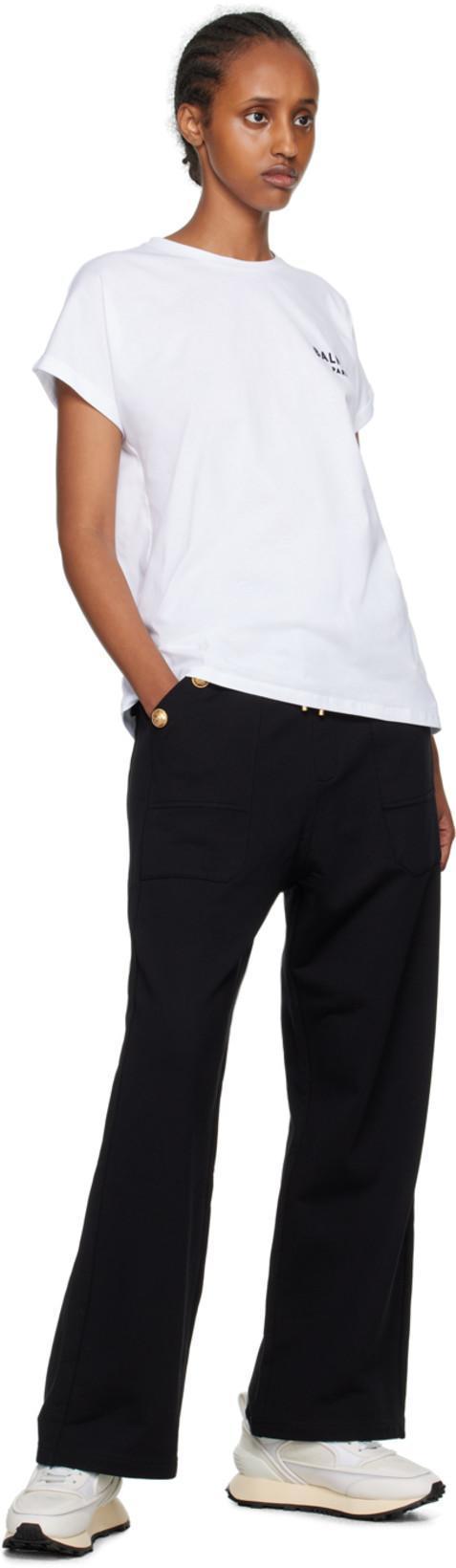 BALMAIN Flocked Logo T-shirt In White