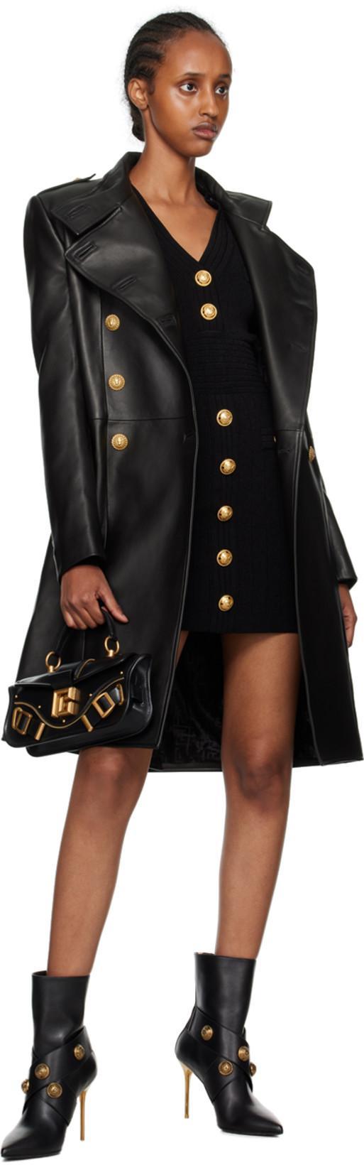 BALMAIN Short Knitted Dress With Gold Buttons In Black