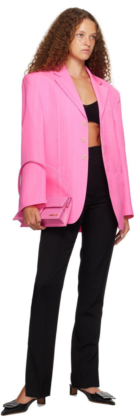JACQUEMUS Woman Suit Jacket Fuchsia Size 4 Virgin Wool, Elastane In Pink