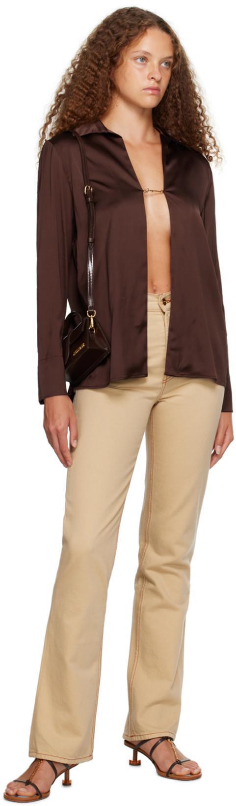 JACQUEMUS Le De Nimes High-rise Bootcut Jeans In Beige