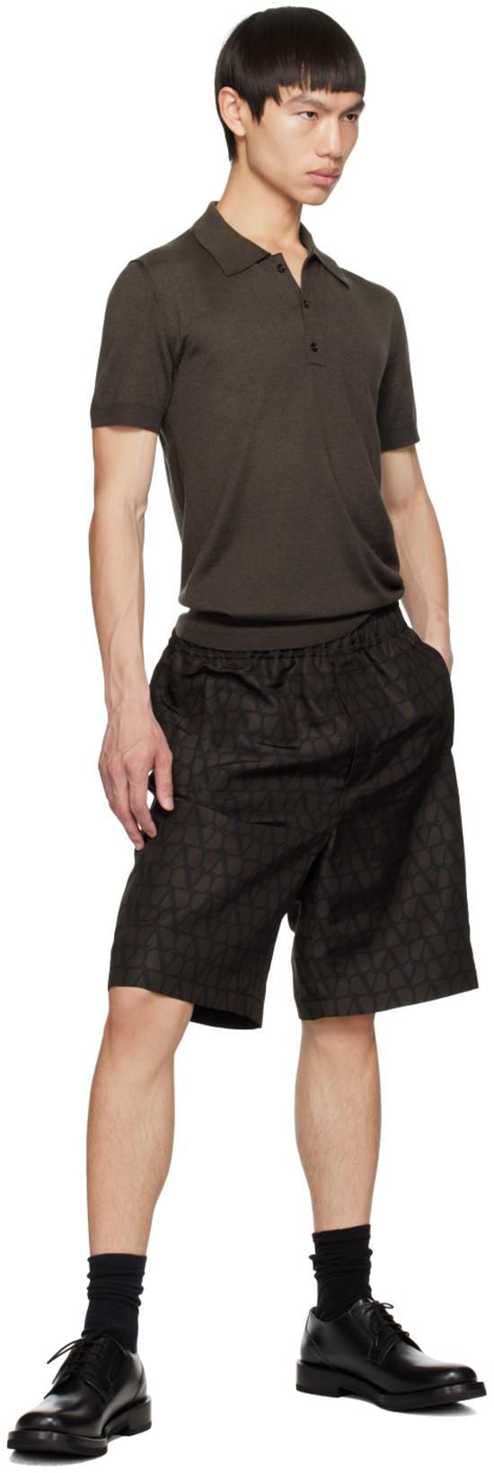VALENTINO Garavani Black Swim Shorts In Toile Iconographe Man In Multicolor