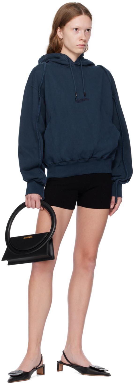 JACQUEMUS High-waisted Ribbed Cycling Shorts In Black